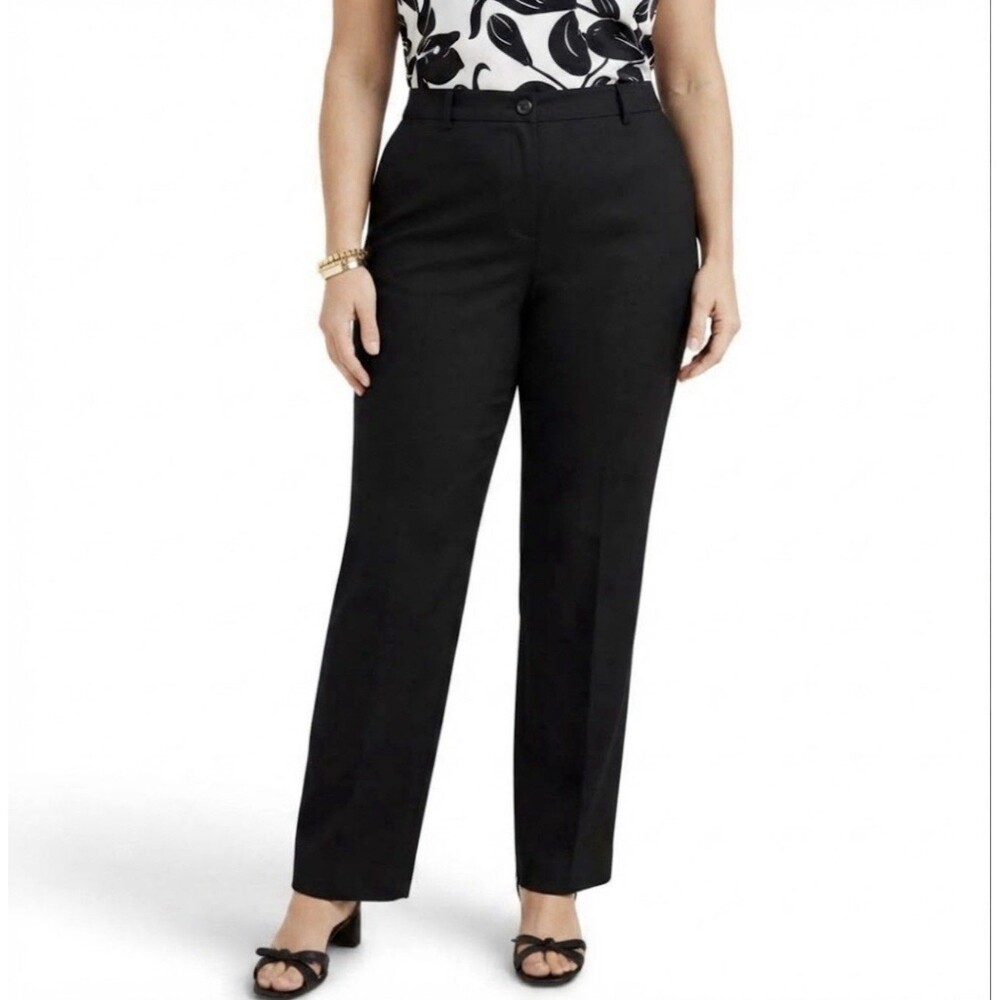 NWT Talbots Southampton Straight Leg Pants Black 100% Linen Womens Size 20W $149